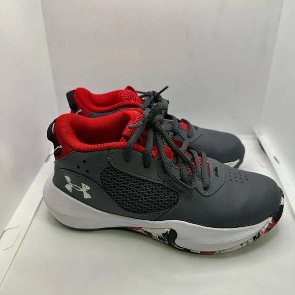 Under Armour Kids' Red and Gray Sneakers - Picture 4 of 7